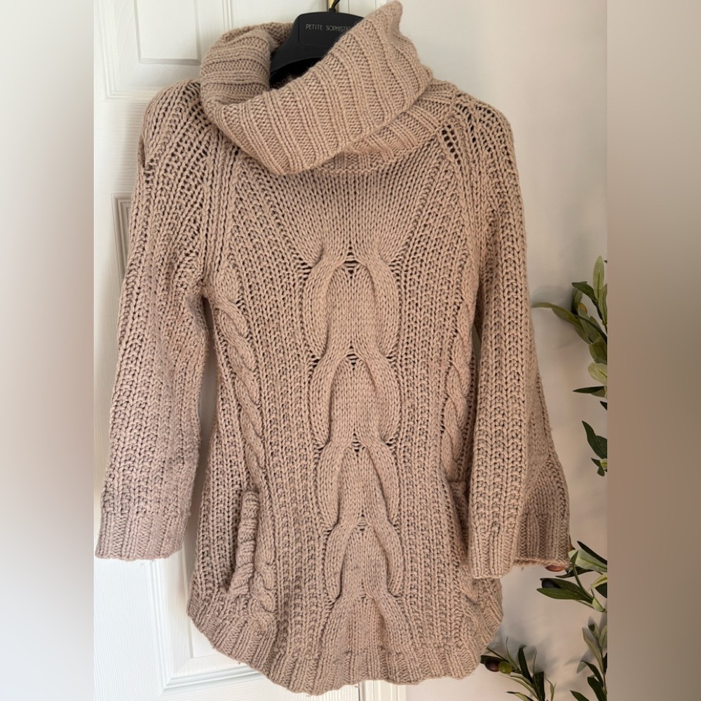 bebe Taupe Cowl Neck Sweater